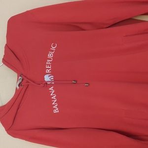 Banana Republic Gray Elephant Logo Red Hoodie Size Large